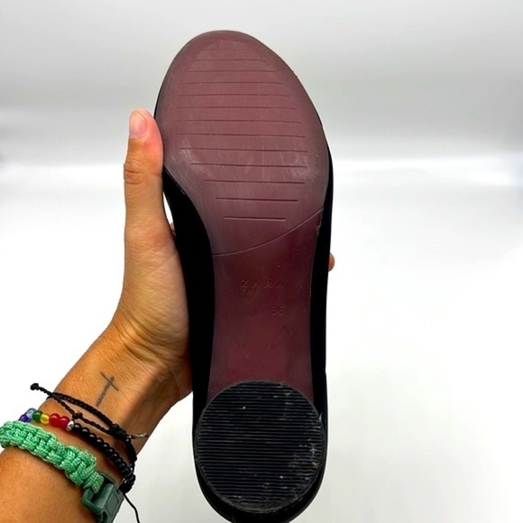 Zara - Black Polyester Sock Ankle Boots With Clear Laminated Heels Size 36 - Picture 9 of 16